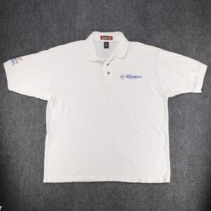 Vintage Harvard Square Men Motorola Racing Michael Andretti Cotton Polo White XL